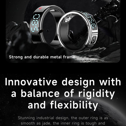 SR08 Display Screen Smart Ring Smart Touch Fitness Tracker Stainless Steel 5ATM IP68 Waterproof Intelligent Ring For Men Women