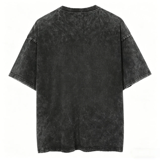 Unisex Vintage Washed Black Charmander Fire Type Pokemon Evolution Print Oversized Crewneck T-Shirt 100% Cotton Streetwear