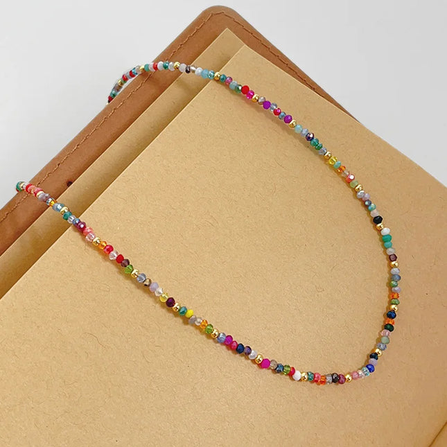 Bohemian Personalized and Creative Colorful Bead Necklace, Women's Fashionable and Simple Holiday Accessory Gift