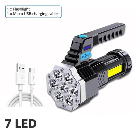 New Upgrade Rechargeable High Power Solar LED Flashlight With Power Bank Waterproof Multifunctional Hand Lamp For Outdoor