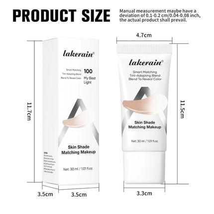Lakerain Color Changing Liquid Foundation Coverage Skin Shade Matching Makeup SPF15 Moisturizing Even Toning Natural Makeup