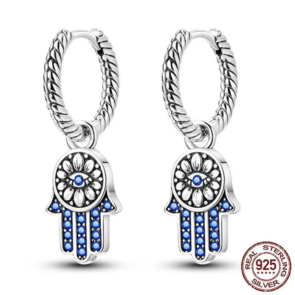 Luminous Shell Women Earrings Original 925 Sterling Silver Pave CZ Star Moon Hoop Earrings Engagement Wedding Jewelry