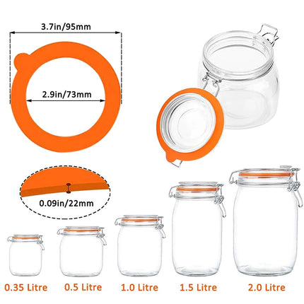 5Pcs Silicone Replacement Gasket Airtight Seals Rings Leak Proof Canning Seals for Glass Clip Top Jars Storage Containers