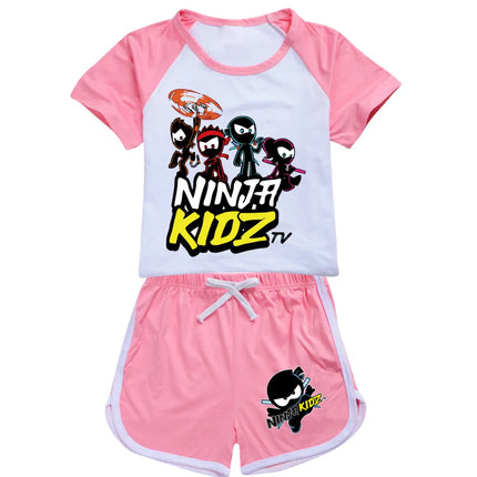 Ninja Kidz Kids Clothes Cotton Sport Tracksuits T-shirts Sweatshirt Suit Cartoon Pattern Set Teenager Baby Boys Girls Clothing