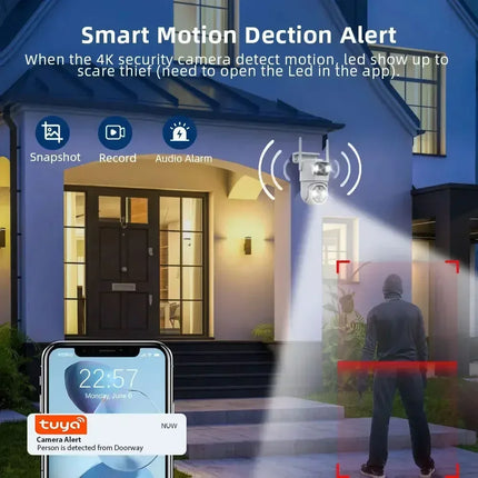 ANSVICAM Tuya Wifi IP Camera 8K with Alexa Google Onvif NVR Dual Lens Camera PTZ Outdoor 4K Dual Screen Auto Tracking Night mod