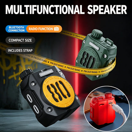 Portable Bluetooth Speaker Outdoor Mecha Style Mini Radio Hifi Music Box Wireles Music Player with TF Card Slot Type-C Charging