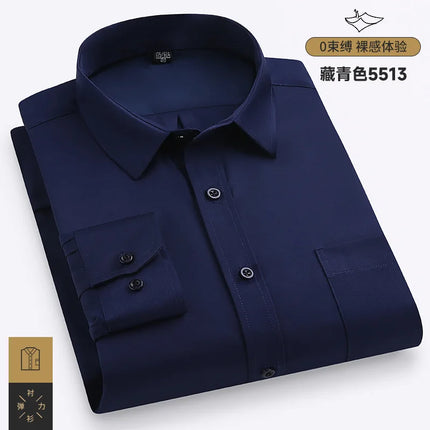 Men's Purple Long-Sleeve Shirt for Commuting: Non-iron, Wrinkle-resistant, Slightly Stretchy, Quick-drying Casual Shirts.