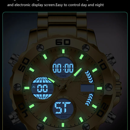 POEDAGAR Functional Men's Quartz Wristwatch Electronic LED Alarm Dual Display Male Clock Waterproof Sports Watches For Men Reloj