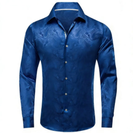 Men's Brand New Silk Top with Regular Slim Fit, Ordinary Lapel, 3D Printed with Artistic Patterns, Fashionable and Comfortable,