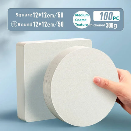 Square/Round Professional Watercolor Paper Postcard 300g 50/100/200 Sheets Coloring Drawing Paper Sketchbook Art School Supplies
