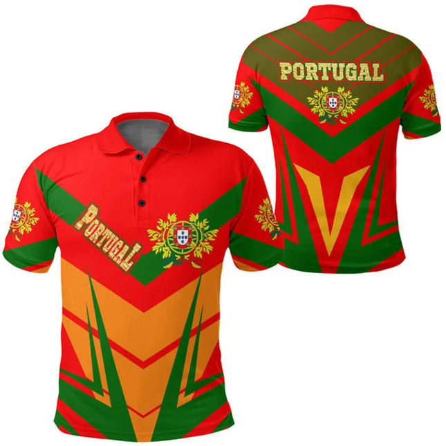 Portugal Flag Polo Shirt Men Summer Lapel Button Tshirts Casual Short Sleeve Shirts 3d Printed Sports Tees Top Male Clothing