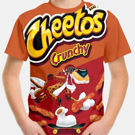 Creative Funny Chips 3d Printed Takis Customized Children Fashion T-Shirt Round Neck Short sleeve Boys Girls Kids Casual Tops