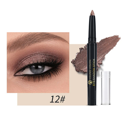YOUNG VISION 12 Color Eyeshadow Stick Waterproof  Pearl Shimmer cream formula easy to color fine and smooth Woman makeup