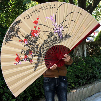 Large Blank Golden Foils Xuan Paper Fan Retro Wall Mount Painting Calligraphy DIY Paper Fan Oversize Home Decorative Folding Fan