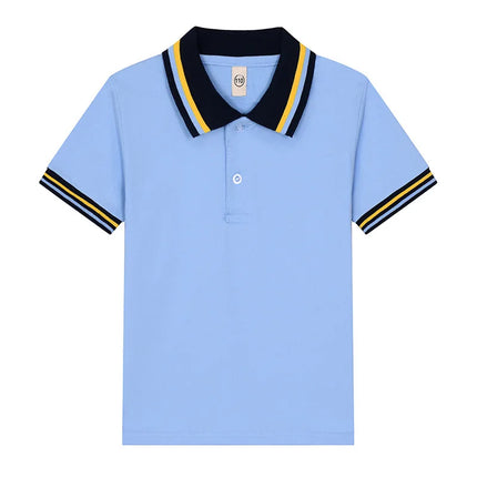 2025 White T-shirt, Children's Polo Shirt, Short Sleeve, All Cotton, Boys and Girls' Collar, White School Uniform, Eton Same Col