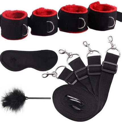 BDSM Bondage Gear Sets SM Slave Handcuff Leg Restraint Eyeblinder Teaser Sex Toy Kits Couple Adult Fetish Games Sex Bondage Toy