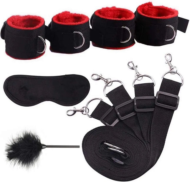 BDSM Bondage Gear Sets SM Slave Handcuff Leg Restraint Eyeblinder Teaser Sex Toy Kits Couple Adult Fetish Games Sex Bondage Toy