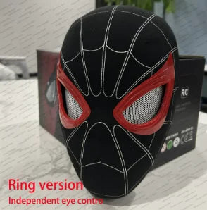 Hot In Stock 1:1 Scale Miles Spider-Man Electronic Mask With Moving Glowing Eyes Ring Control Cosplay Toy Gift For Boys Gift