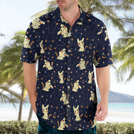Mimikyu Night Sky Hawaiian Shirt – Pokemon Inspired Starry Aloha Style Summer Sports Men's T-Shirt Kid's Clothing Tee Y2k Woman