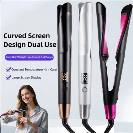 New 2-in-1 Curling Iron & Straightener Multi-Function Hair Styling Tool Dual-Purpose Curling and Straightening Iron