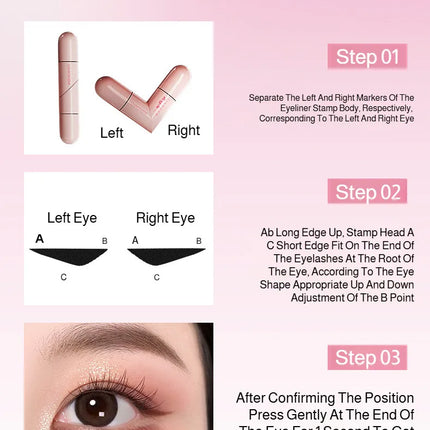 Eyeliner for Beginners Sweat-proof Double-headed Eyeliner Smudge-Proof Eyeliner Waterproof Double-Wing Integrated Eyeliner Stamp