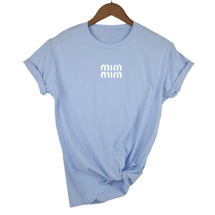 Cotton T-Shirt for Women's Short Sleeve Summer Print Top Fashion Trend Tee Round Neck Clothes