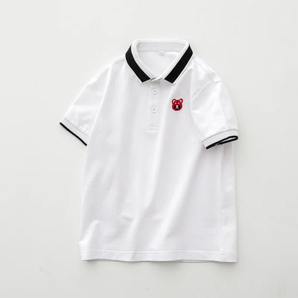 GFMY Children's Short-sleeve Polo shirt Summer Cotton Solid color Embroidery Sports Leisure T-shirt 2-14 Year Multi-color option