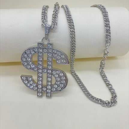 Classic European and American men's golden dollar logo necklaces and Cuban chains, hip-hop money dollar pendants, music festival