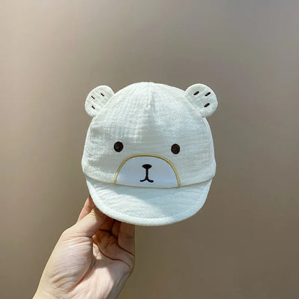 Cute Cartoon Bear Baby Baseball Cap Summer Mesh Breathable Infant Boys Girls Sun Hat Soft Brim Toddler Duck Tongue Caps