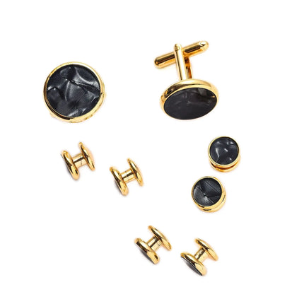 8PCS Classic Sea Shell Copper Mens Cuff Link Sleeve Studs Set Luxury French Style Cufflinks Party Wedding Suit Shirt Accessories