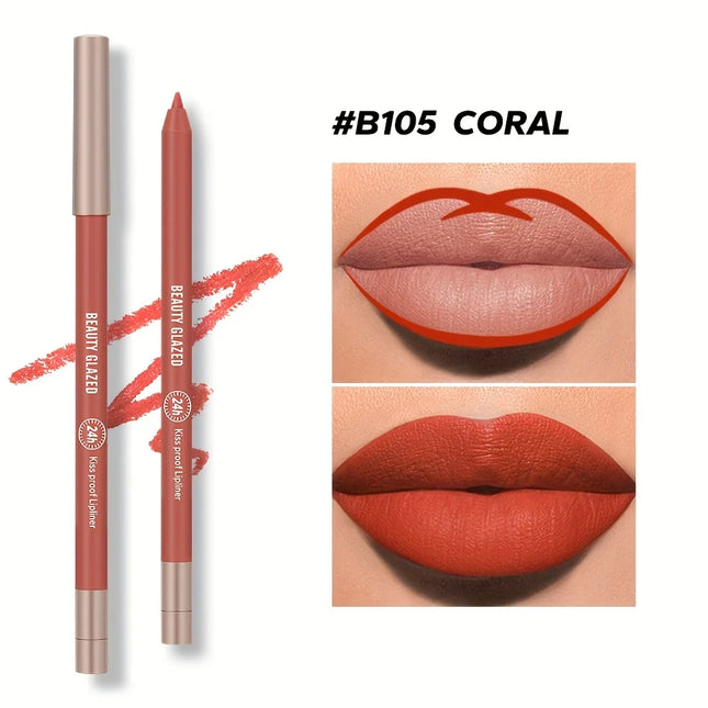 BEAUTY GLAZED 10 Color Nude Lip Liner Natural Long-Lasting Waterproof Matte Effect  Easy-To-Color and Non-Smudge Lip Liner