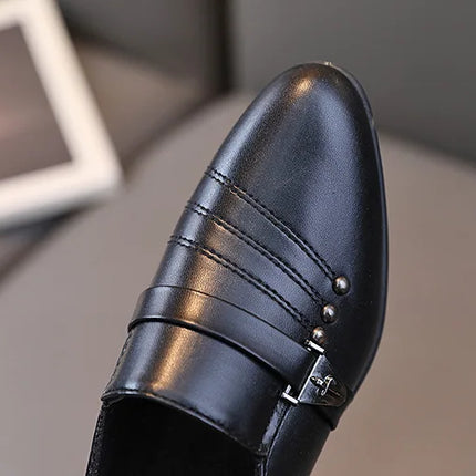 Spring Autumn Boy Leather Shoe Fashion Causal Children's Slip-on Loafers Versatile Kids Formal Students Performance Black Shoes
