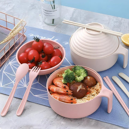 Ramen Bowl Set Ramen Noodles Bowl With Chopsticks Ramen Bowl Microwavable Cooker Bowl with Lid