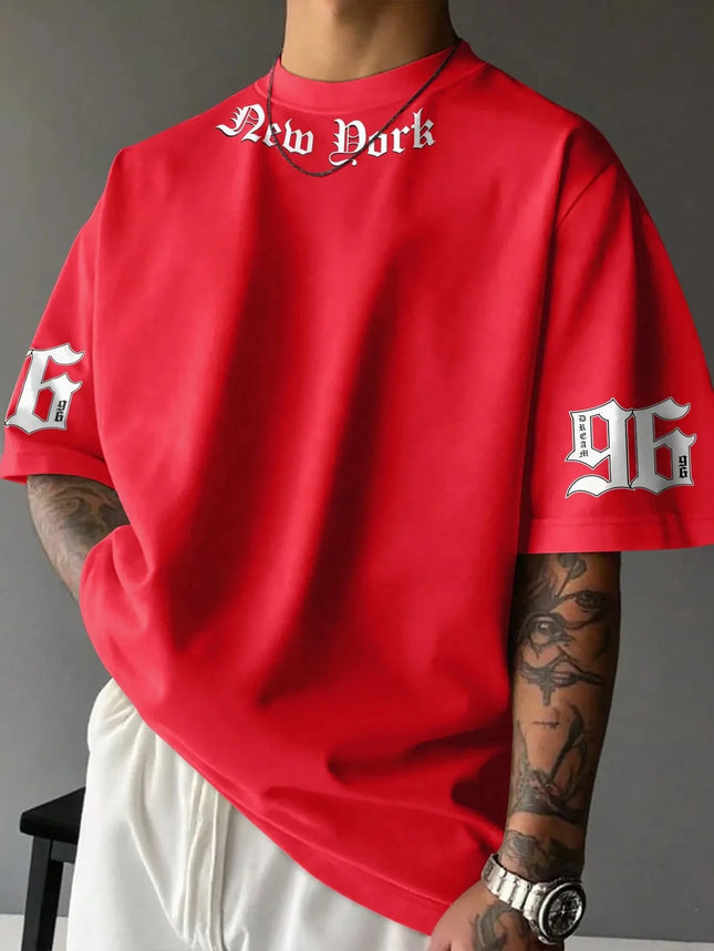 The new men's T-shirt for the summer of 2025 features a casual fashionable comfortable and breathable 3D letter pattern print