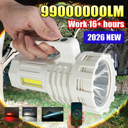 2026 NEW 99000000LM Most Powerful Flashlights ltra Bright Rechargeable LED Torch Outdoor Emergency Camping Hiking Lantern