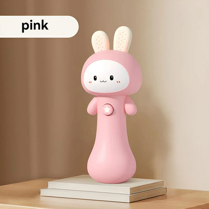 Cartoon Music Bell Toy, Rabbit Sand Hammer, Multi-Functional Soothing Sound and Light Toy