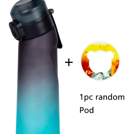 1pc 650ml Flavored Water Bottle with Random 1 Flavour Pods Air Water Bottle Frosted Black Air Camping Sport Fitness Cup