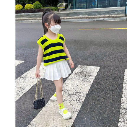 1pcs Spring Summer Girls Pleated Skirt Students Elastic A-line Skirt Kids College Style jk Skirts Childrens Fashion Short Skirts