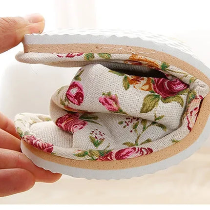 Four Season Linen Home Slippers Women Autumn Indoor Casual Floral Slides Couples House Non-slip Sandals Adults Cartoon Cat Shoes