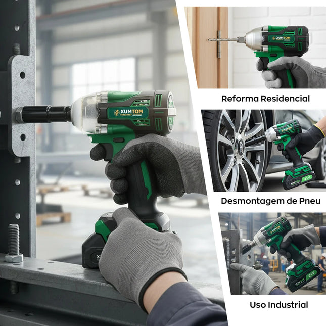 450NM Electric Impact Wrench Brushless Cordless Screwdriver with Case, 21V, 2 Batteries, Dual Voltage