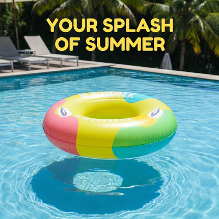 1PC Colourful Inflatable Swim Rings for Pool Parties, Floats for Adults Rings Striped Pool Float, Large Swim Ring for Adults