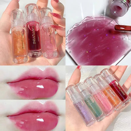 Cappuvini Ice Stick Shape Lip Oil Balm Transparent Texture Moisturizing Hydrating Luminous Lips Long-Lasting Moisture,