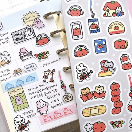 Cartoon Stickers Korean Cute Graffiti Style Rabbit Stickers Kawaii Cartoon Animal Stickers Hand Account Diary Scrapbook Stickers