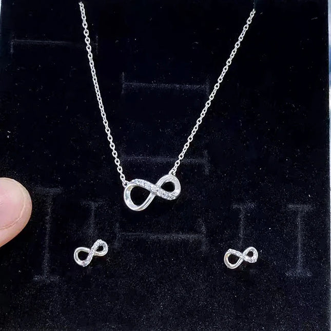 925 Silver Moon Earrings&Necklace Sets Infinity Heart Earring &Necklace S925 For Women Popular Engagement Jewelry Gift