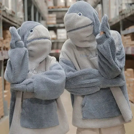 Kawaii Shark Shape Hoodie for Women Cute and Funny Coat Korean Fashion Loose All-match Oversized Thicken Hoodie