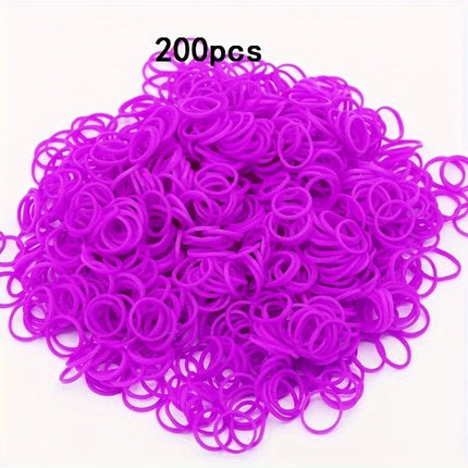200pcs Rubber Loom Bands DIY Bracelets Wristband Silicone Rubber Hairbands Craft Kit Toys Birthday Christmas Gift Party Supplies