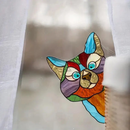 Cat Peeping Glass Window Self-adhesive Stickers Waterproof Moisture-proof Glass Film, Bedroom Living Room Car Window Decoration