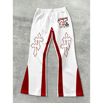 Men's Trendy Hip - hop Style Casual Sweatpants Striking Flame Elements Paired with "RICH SOON" Eye - catching for Street Wear