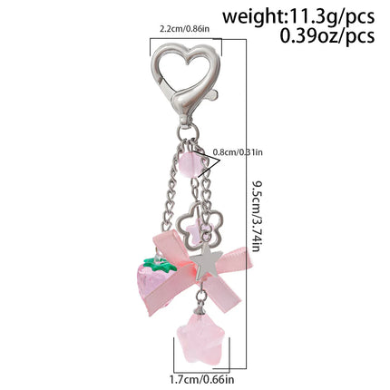Cute Anti Loss Keychain Y2K Fashion Creamy Style Sweet Bag Small Pendant Fresh Butterfly Bow Pink Star Beaded Buckle Decoration