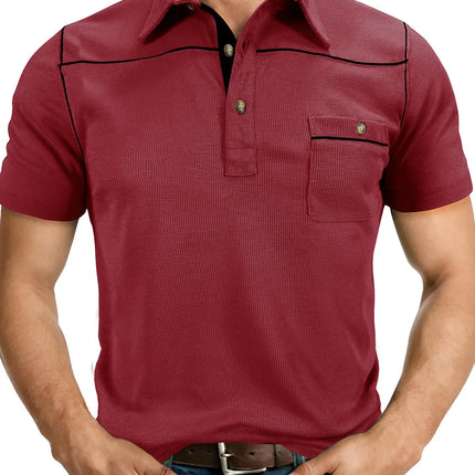 Plus Size Men's Polo Shirt 2026 Summer Fashion Vacation Casual Collared Solid Color Henley T-Shirt Pullover Top